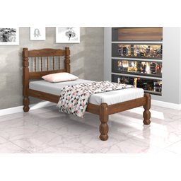 CAMA PALMO SOLTEIRO MADEIRA MACIÇA COR CASTANHO - 1