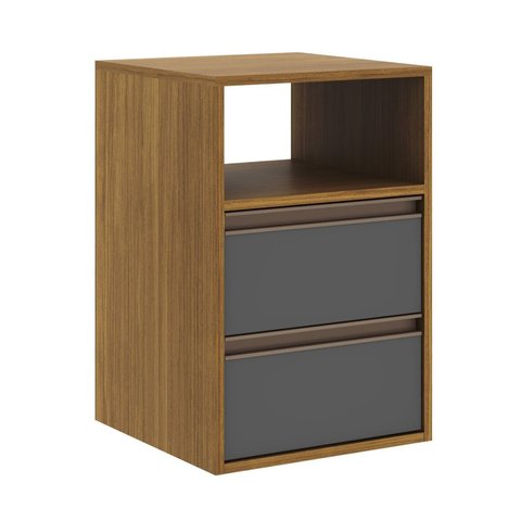 Mesa de Cabeceira 100% MDF Puxador Calha 2g Freijo/Titânio Marrom