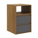 Ver imagem 1 de Mesa de Cabeceira 100% MDF Puxador Calha 2g Freijo/Titânio Marrom