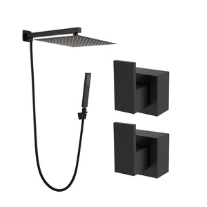 Kit Ducha Chuveiro Slim 20x20 Gás Solar com Desviador de Parede Preto Black + Acabamento de Registro