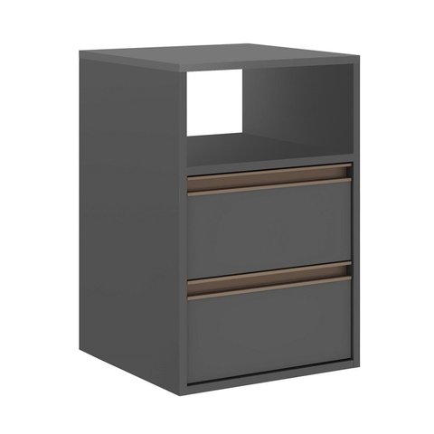 Mesa de Cabeceira 100% MDF Puxador Calha 2g Titanio Cinza