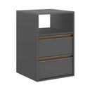 Ver imagem 1 de Mesa de Cabeceira 100% MDF Puxador Calha 2g Titanio Cinza