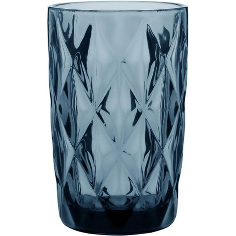 Copo Long Drink 13x8x8cm 370ml Vidro Azul 6pç