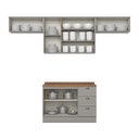 Ver imagem 4 de Cozinha Compacta 4 Peças 100% MDF com Tampo 120cm Linha Americana Cinza/Nature