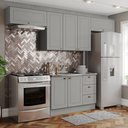 Ver imagem 1 de Cozinha Compacta 4 Peças 100% MDF com 2 Aéreos Basculantes Americana Cinza