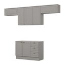 Ver imagem 3 de Cozinha Compacta 4 Peças 100% MDF com 2 Aéreos Basculantes Americana Cinza