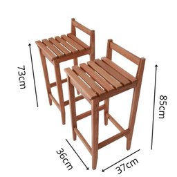 Conjunto 3 Banquetas Altas Bistrô Madeira Maciça - 3