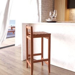 Conjunto 3 Banquetas Altas Bistrô Madeira Maciça - 6