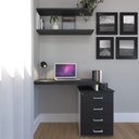 Ver imagem 3 de Escrivaninha Mesa Escritório e Home Office com 4 Gavetas 112cm MDF Branco E Preto