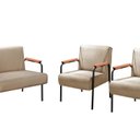 Ver imagem 2 de Conjunto com 2 Poltronas e Namoradeira Decorativa Jade Sala de Estar Marrom