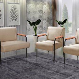 Conjunto com 2 Poltronas e Namoradeira Decorativa Jade Sala de Estar - 1