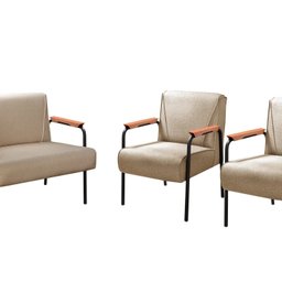Conjunto com 2 Poltronas e Namoradeira Decorativa Jade Sala de Estar - 2