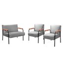 Ver imagem 2 de Conjunto com 2 Poltronas e Namoradeira Decorativa Jade Sala de Estar Cinza
