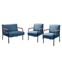 Ver imagem 2 de Conjunto com 2 Poltronas e Namoradeira Decorativa Jade Sala de Estar Azul