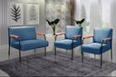 Ver imagem 1 de Conjunto com 2 Poltronas e Namoradeira Decorativa Jade Sala de Estar Azul