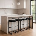 Ver imagem 1 de Kit 4 Banqueta Alta Ferro Cozinha Corino Bancada Gourmet:preto