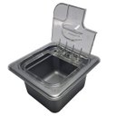 Ver imagem 6 de Conj 6 Cuba Gastronômica 1/6x100 Plástica Abs Cinza Tampa Transparente Dobradiça Sb + Colher