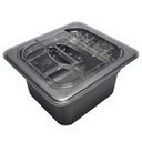 Ver imagem 3 de Conj 6 Cuba Gastronômica 1/6x100 Plástica Abs Cinza Tampa Transparente Dobradiça Sb + Colher