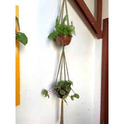 Suporte para Vasos Duplo em Macramê na Cor Marrom - 2