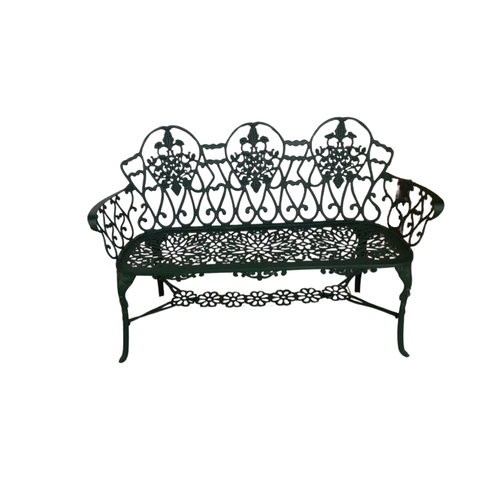 Banco de Jardim Floral 3 Lugares Verde Fosco em Alumínio Fundido Unifer Móveis