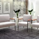 Ver imagem 1 de Conjunto com 2 Poltronas e Namoradeira Decorativa Jade Sala de Estar Bege Claro