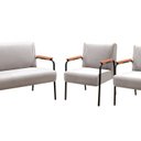 Ver imagem 2 de Conjunto com 2 Poltronas e Namoradeira Decorativa Jade Sala de Estar Bege Claro