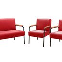 Ver imagem 2 de Conjunto com 2 Poltronas e Namoradeira Decorativa Jade Sala de Estar Vermelho