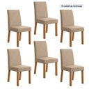 Ver imagem 1 de Kit 6 Cadeiras de Jantar Estofadas Linho Laini Bege Amêndoa Clean/Bege