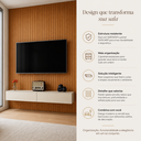 Ver imagem 3 de Rack Suspenso com Painel Ripado Moderno e Elegante 2 Gavetas:Off White