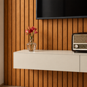 Ver imagem 2 de Rack Suspenso com Painel Ripado Moderno e Elegante 2 Gavetas:Off White