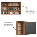 Ver imagem 6 de Cozinha Compacta Modulada 5 Peças com Tampo 120cm e Nicho Decorativo Isabelle Cinza/Freijó/Grafite