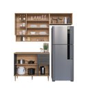 Ver imagem 7 de Cozinha Compacta Modulada 5 Peças com Tampo 120cm e Nicho Decorativo Isabelle Cinza/Freijó/Grafite