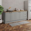 Ver imagem 1 de Cozinha Compacta 100% MDF 2 Balcões com Tampo Americana Cinza/Nature