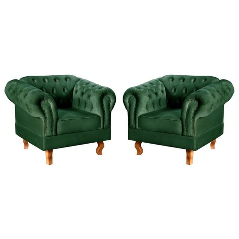 Conjunto 2 Poltronas Dom Pedro Cor:Veludo Verde 270