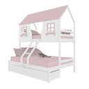 Ver imagem 2 de Beliche Casal/ Solteiro Casinha Encantada com 02 Gavetas Madeira Maciça Branco/ Rosa Housin