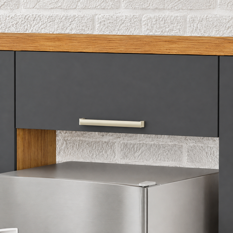 Armário Aéreo de Cozinha Modular Burguesa 1 Porta MDF Marrom Freijó/Cinza Grafite - Nesher
