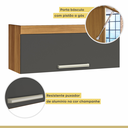 Ver imagem 4 de Armário Aéreo de Cozinha Modular Burguesa 1 Porta MDF Marrom Freijó/Cinza Grafite - Nesher