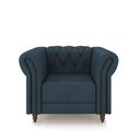 Ver imagem 5 de Kit 2 Poltronas Decorativas Sala de Estar Stanford Chesterfield Pés de Madeira Couro Azul Marinho G5