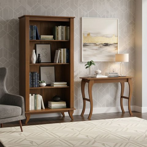 Aparador e Estante Vintage de Madeira Conjunto Clássico Luiz Xv Castanho