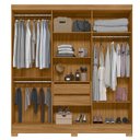 Ver imagem 3 de Guarda Roupa Valença 195cm 6 Portas Freijó Cinza com Portas Ripadas e Espelho Moval
