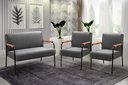 Ver imagem 1 de Conjunto com 2 Poltronas e Namoradeira Decorativa Jade Sala de Estar Cinza Grafite