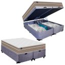 Ver imagem 1 de Cama Box Baú Casal Bipartido Suede + Colchão Lis Molas Ensacadas Plumatex 138cm – Suporta até 120 Kg