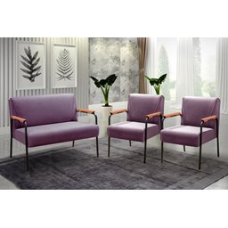 Conjunto com 2 Poltronas e Namoradeira Decorativa Jade Sala de Estar - 1