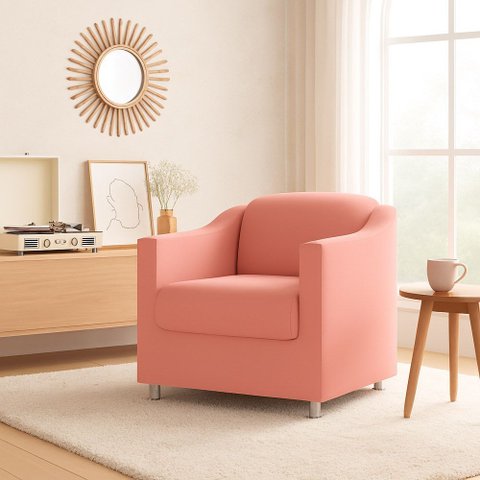 Poltrona Decorativa para Sala, Escritorio, Recepção Tila Suede Rosa