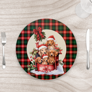 Capa para Sousplat 35cm Natal Cachorros Noel - com Base - Kit com 2