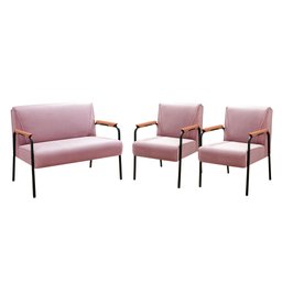 Conjunto com 2 Poltronas e Namoradeira Decorativa Jade Sala de Estar - 2