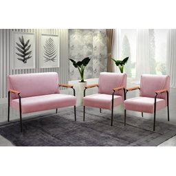 Conjunto com 2 Poltronas e Namoradeira Decorativa Jade Sala de Estar - 1