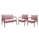 Ver imagem 2 de Conjunto com 2 Poltronas e Namoradeira Decorativa Jade Sala de Estar Rosa Rose