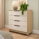 Ver imagem 1 de Cômoda Barcelona em MDF 4 Gavetas 90x93cm Carvalho/Off White 250823