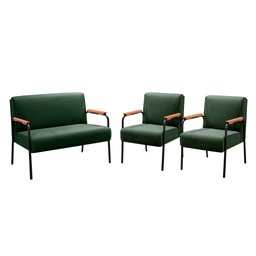 Conjunto com 2 Poltronas e Namoradeira Decorativa Jade Sala de Estar - 2